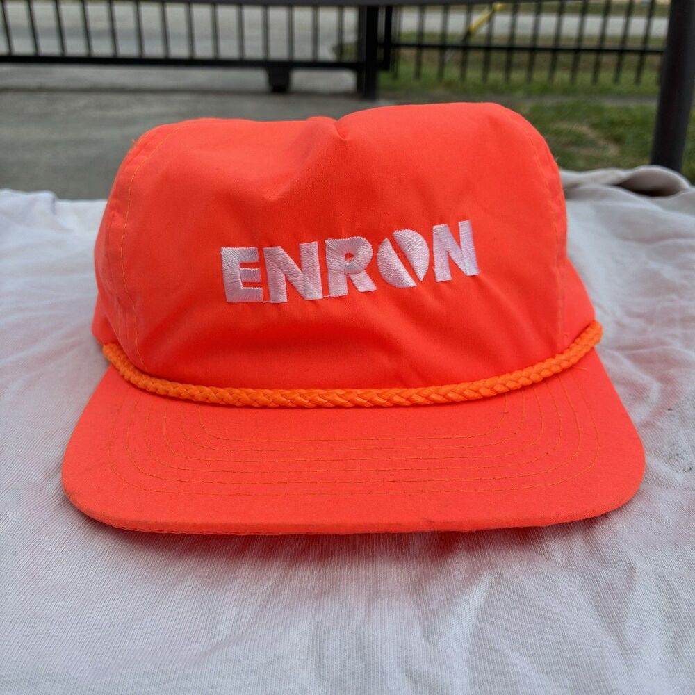 Rare Vintage Enron Oil & Gas 90’s Neon Rope Hat Trucker SnapBack
